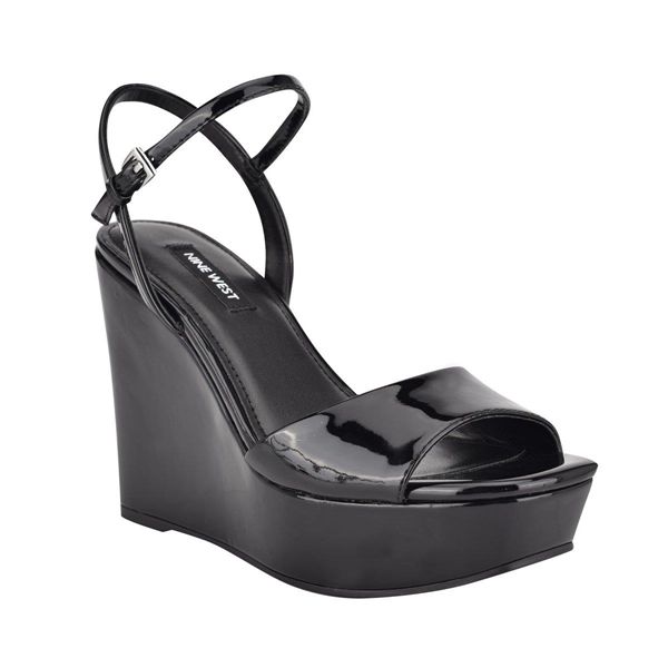 Nine West Kinda Ankle Strap Black Platform Sandals | Ireland 33Q54-1R26